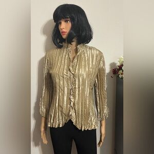 MSK Gold Ruffled Women's Top Size Small. Avant-Garde. Metallic look. Feminine.